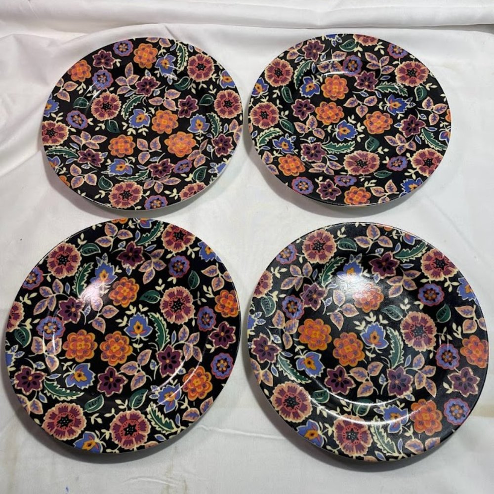 Set of 4 Living Quarters Carson Pirie Colorful Floral Salad Plates Birmingham Al